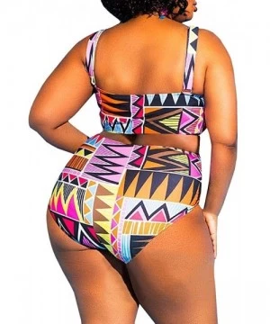 One-Pieces Womens Plus Size Swimwear One Piece High Waist Swimsuits Tummy Control Swim Bathing Suits Monokini - Z-patch - CK1...