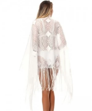 Cover-Ups Beach Wear Cover up Lace Floral Long Swimsuit Sarong Wrap Cover up Dress - White - CV180A5IKEU