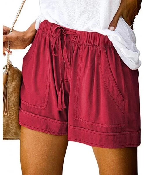 Board Shorts Summer Casual Loose Comfy Shorts for Women - B Wine - C3199KZXAMS