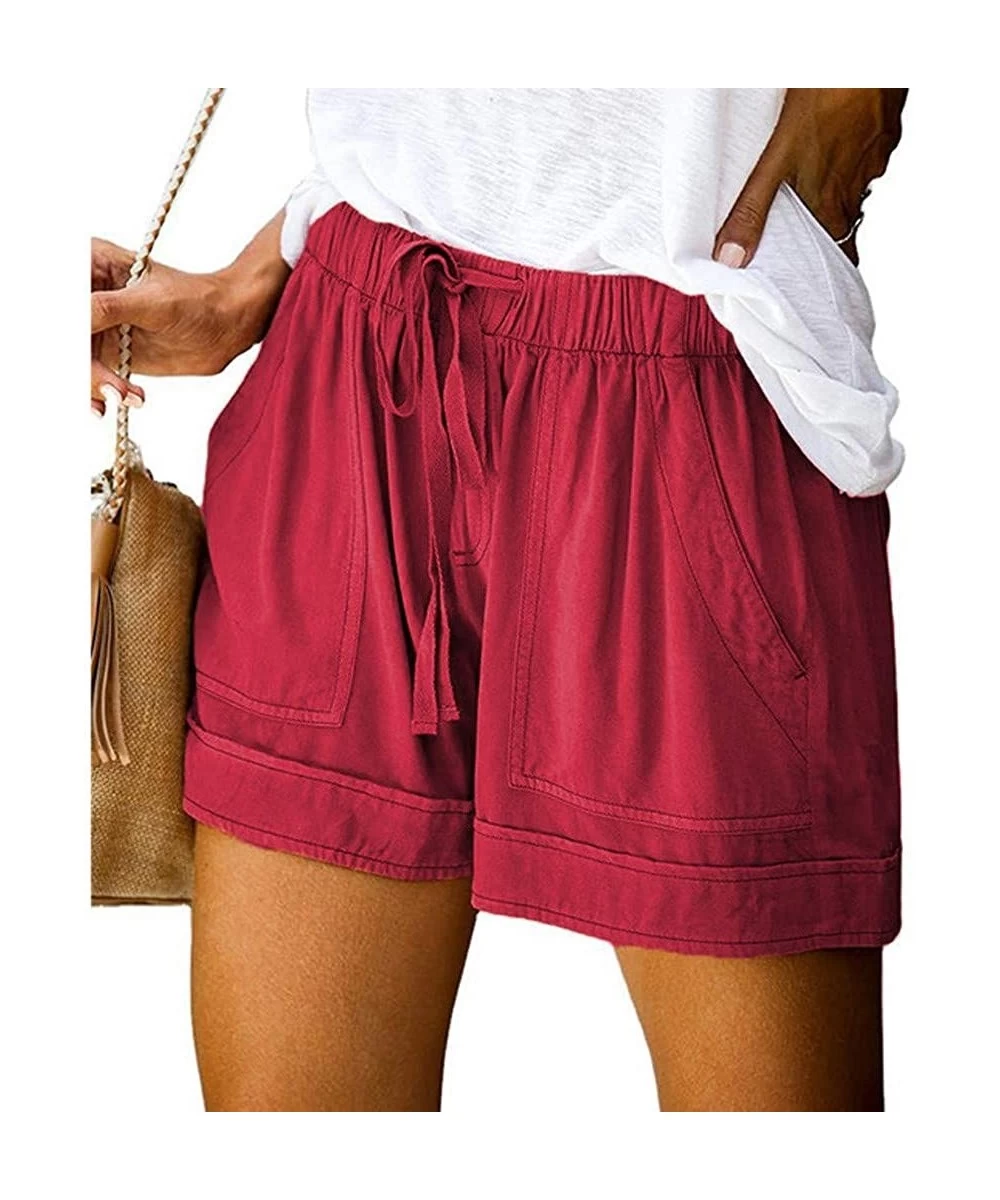 Board Shorts Summer Casual Loose Comfy Shorts for Women - B Wine - C3199KZXAMS