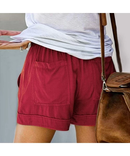 Board Shorts Summer Casual Loose Comfy Shorts for Women - B Wine - C3199KZXAMS