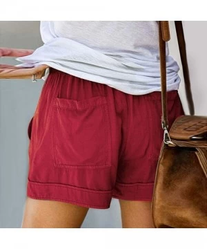 Board Shorts Summer Casual Loose Comfy Shorts for Women - B Wine - C3199KZXAMS