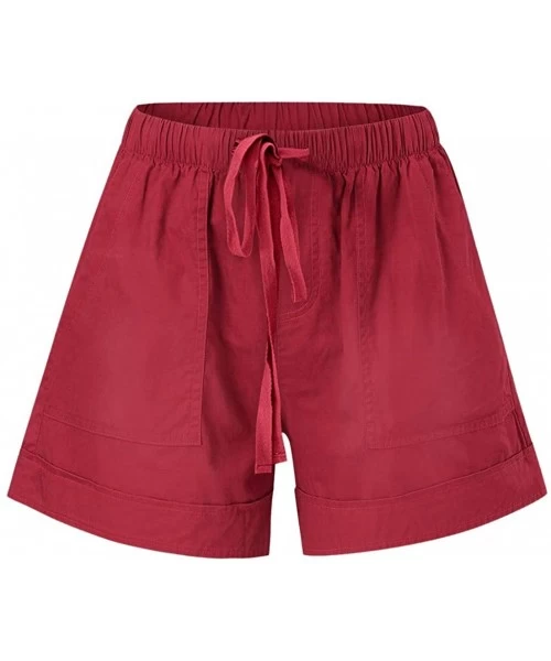 Board Shorts Summer Casual Loose Comfy Shorts for Women - B Wine - C3199KZXAMS