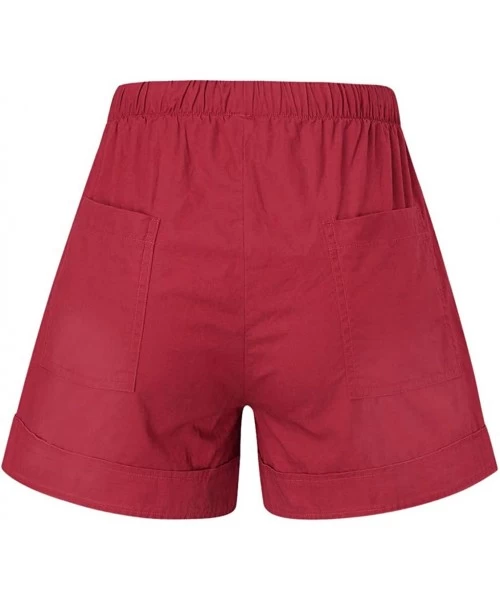 Board Shorts Summer Casual Loose Comfy Shorts for Women - B Wine - C3199KZXAMS