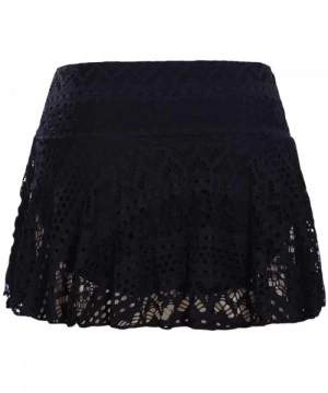 Tankinis Womens Swim Skirt Lace Crochet Skort Bikini Bottom - Black - CU18ISKNMYC