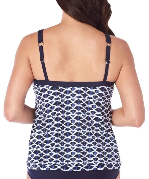 Tankinis Womens Indigo Cloud Crossover Hem High-Neck Tankini Top 8 Navy - CQ18QNN69OH