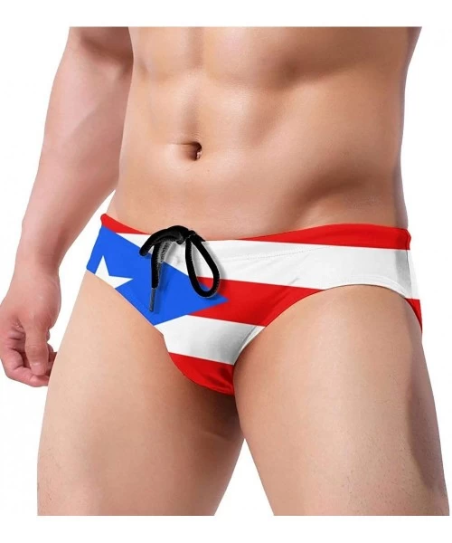 Briefs Men's Swimwear Briefs Swim Trunk Sexy Soft Triangle Thong Bikini Swimsuit Croatia Flag - Flag of Puerto Rico 27 - C819...