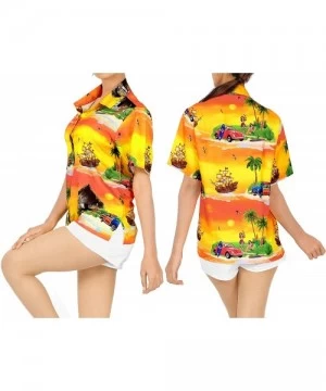 Cover-Ups Womens Hawaiian Blouse Shirt Relaxed Fit Tropical Beach Shirt Printed B - Yellow_x208 - CB18GYI3274