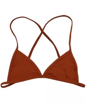 Sets Women's Cross Back or Classic Triangle Double Layered Swim Top Bra Non Padded Wireless - Crossback - Rust - CF18DC9Y0DQ