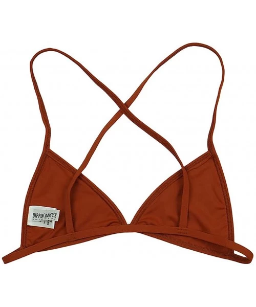 Sets Women's Cross Back or Classic Triangle Double Layered Swim Top Bra Non Padded Wireless - Crossback - Rust - CF18DC9Y0DQ