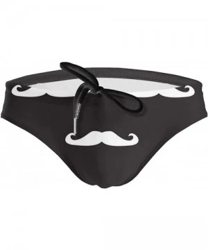 Briefs Black White Mustache Mens Swimwear Sexy Swim Briefs Rise Swimsuits Drawstring Trunks - CA193L9SWW8