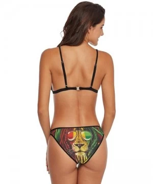 Sets Women's Sexy Swimsuit 2 Piece Bikini Set Camo Tree Swimwear Bathing Suit - Rasta Lion - C518UCOIDT9