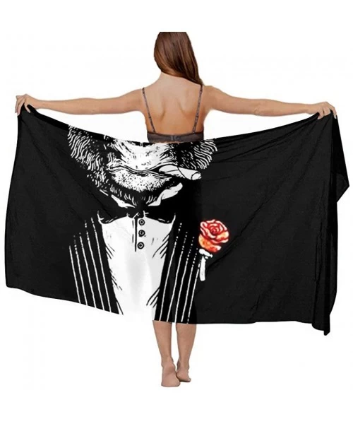 Cover-Ups Women Chiffon Scarf Shawl Wrap Sunscreen Beach Swimsuit Bikini Cover Up - Black Monkeys Ape Wear Suits - C5190HIE2ET