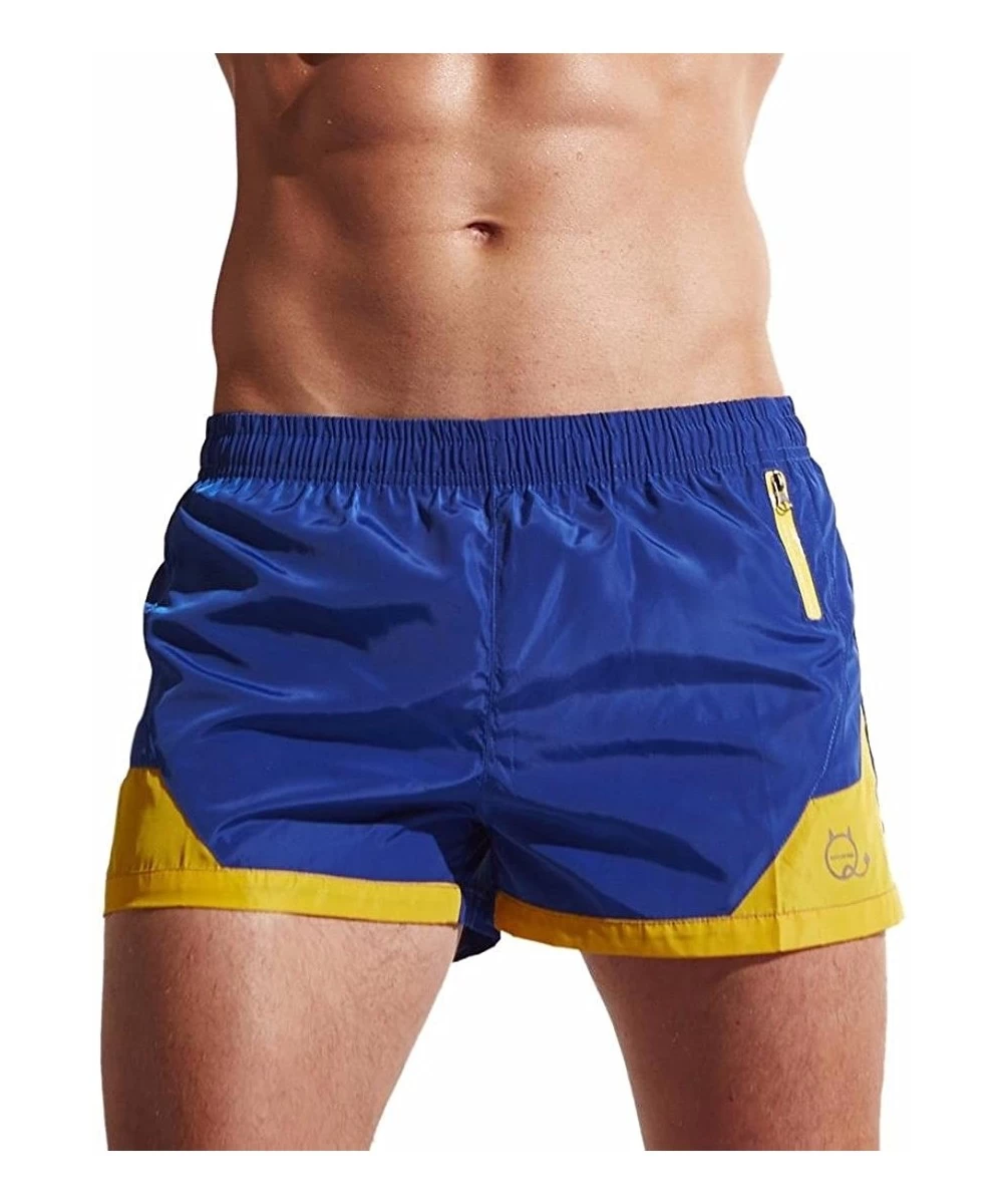 Trunks Mens Swim Trunks- Quic Men's Dry Fit Performance Shorts Swimwear with Zipper Pockets - Blue - CE180S27AZA