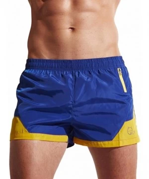 Trunks Mens Swim Trunks- Quic Men's Dry Fit Performance Shorts Swimwear with Zipper Pockets - Blue - CE180S27AZA