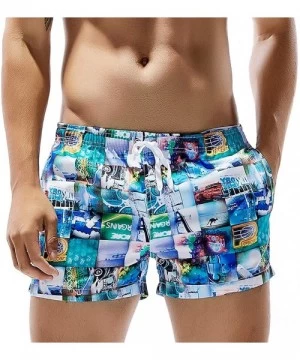 Trunks Mens Swim Trunks Quick Dry Swimwear Board Shords Bathing Suits for Men - Blue-2 - CM18RHW5UH6