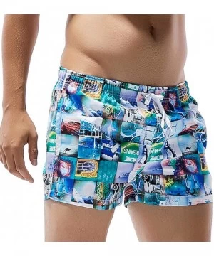 Trunks Mens Swim Trunks Quick Dry Swimwear Board Shords Bathing Suits for Men - Blue-2 - CM18RHW5UH6