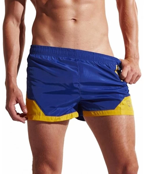 Trunks Mens Swim Trunks- Quic Men's Dry Fit Performance Shorts Swimwear with Zipper Pockets - Blue - CE180S27AZA