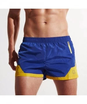 Trunks Mens Swim Trunks- Quic Men's Dry Fit Performance Shorts Swimwear with Zipper Pockets - Blue - CE180S27AZA