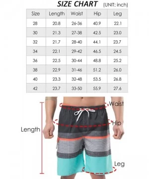 Board Shorts Men's Swim Trunks- Quick Dry Board Shorts- Colorful Stripe Swimming Shorts - B9-cyan+orange - CY18R3M5DA7