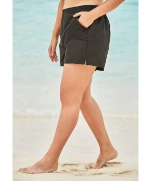 One-Pieces Women's Plus Size Cargo Swim Shorts with Side Slits Swimsuit Bottoms - Navy (2320) - CY193I69DWY