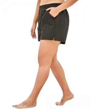 One-Pieces Women's Plus Size Cargo Swim Shorts with Side Slits Swimsuit Bottoms - Navy (2320) - CY193I69DWY