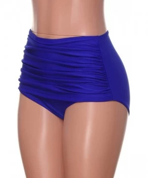 Rash Guards High Waisted Bikini Bottoms Women's High Waisted Swim Bottom Ruched Bikini Tankini Swimsuit Briefs - Blue - C7196...