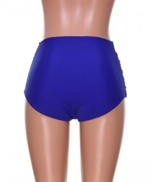 Rash Guards High Waisted Bikini Bottoms Women's High Waisted Swim Bottom Ruched Bikini Tankini Swimsuit Briefs - Blue - C7196...