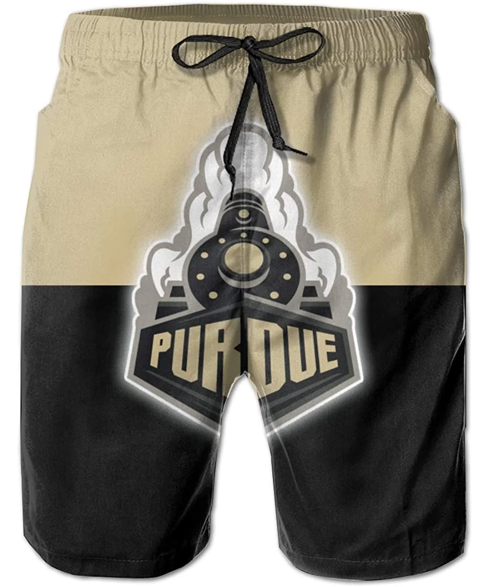 Board Shorts Men's Quick Dry Swim Shorts with Mesh Lining Swimwear Bathing Suits Leisure Shorts - Purdue Boilermakers-29 - CK...