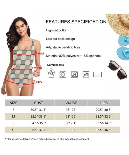 One-Pieces Women's Classic One-Piece Swimsuit Beach Swimwear Bathing Suit(Akita Dog Triangles Pattern) - Abstract Geometry Si...