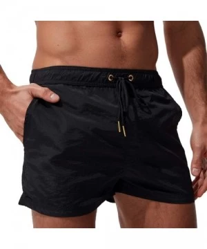 Trunks Men's Swimming Underwear Casual Loose Color Splicing Swim Trunks Quick-Dry Sport Beach Surfing Pants - B-black - CU197...