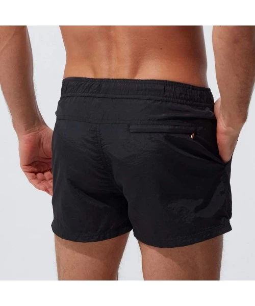 Trunks Men's Swimming Underwear Casual Loose Color Splicing Swim Trunks Quick-Dry Sport Beach Surfing Pants - B-black - CU197...