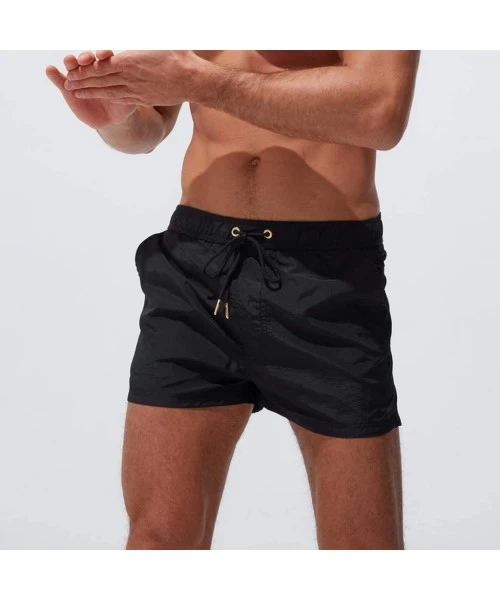 Trunks Men's Swimming Underwear Casual Loose Color Splicing Swim Trunks Quick-Dry Sport Beach Surfing Pants - B-black - CU197...