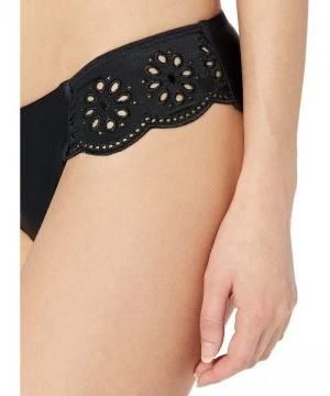 Bottoms Women's Eyelet Side Tab Classic Bikini Bottom - Black - CY18O8XZQSN