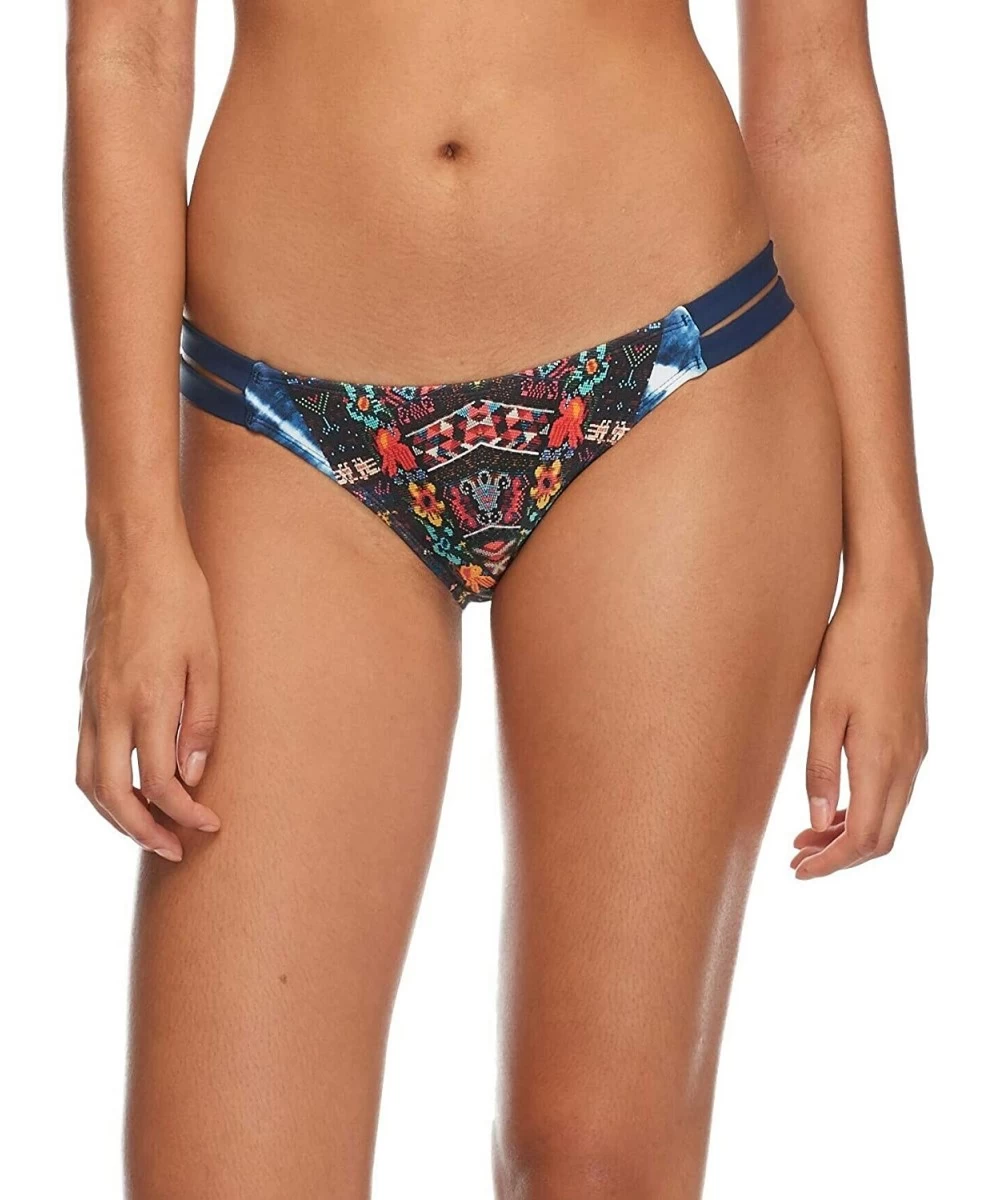 Bottoms Women's Low Rider Mid Rise Bikini Bottom Swimsuit - Athena Navy Print - CI18ICOU3S6