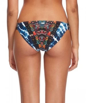 Bottoms Women's Low Rider Mid Rise Bikini Bottom Swimsuit - Athena Navy Print - CI18ICOU3S6