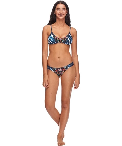 Bottoms Women's Low Rider Mid Rise Bikini Bottom Swimsuit - Athena Navy Print - CI18ICOU3S6