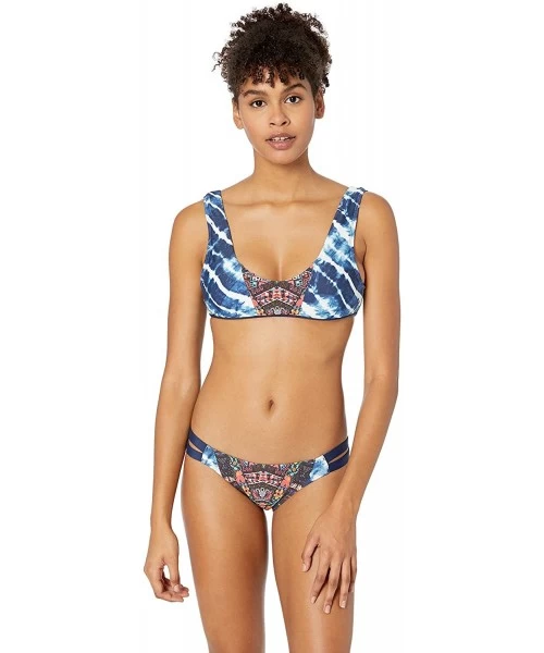 Bottoms Women's Low Rider Mid Rise Bikini Bottom Swimsuit - Athena Navy Print - CI18ICOU3S6