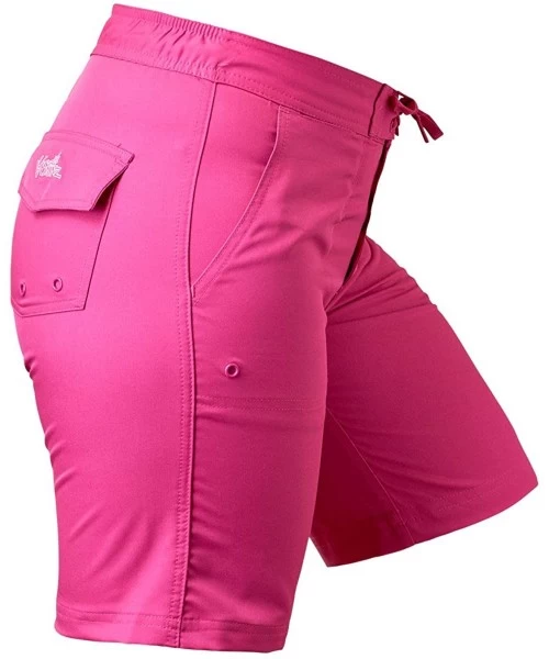 Board Shorts Women's UPF 50+ Board Shorts - Hot Pink - CA11QW3ZC8B