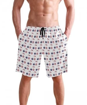 Board Shorts Mens Surfing Shorts Green Dog Paw and Bone Prints Swim Trunks Shorts - Funny Fruit Cherry Usa Flag - CV18U9T2DN9