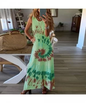 Cover-Ups Women's Tank Maxi Dress Summer Casual Bohemian Spaghetti Strap Sleeveless Printed Long Maxi Dress Beach Sundress - ...