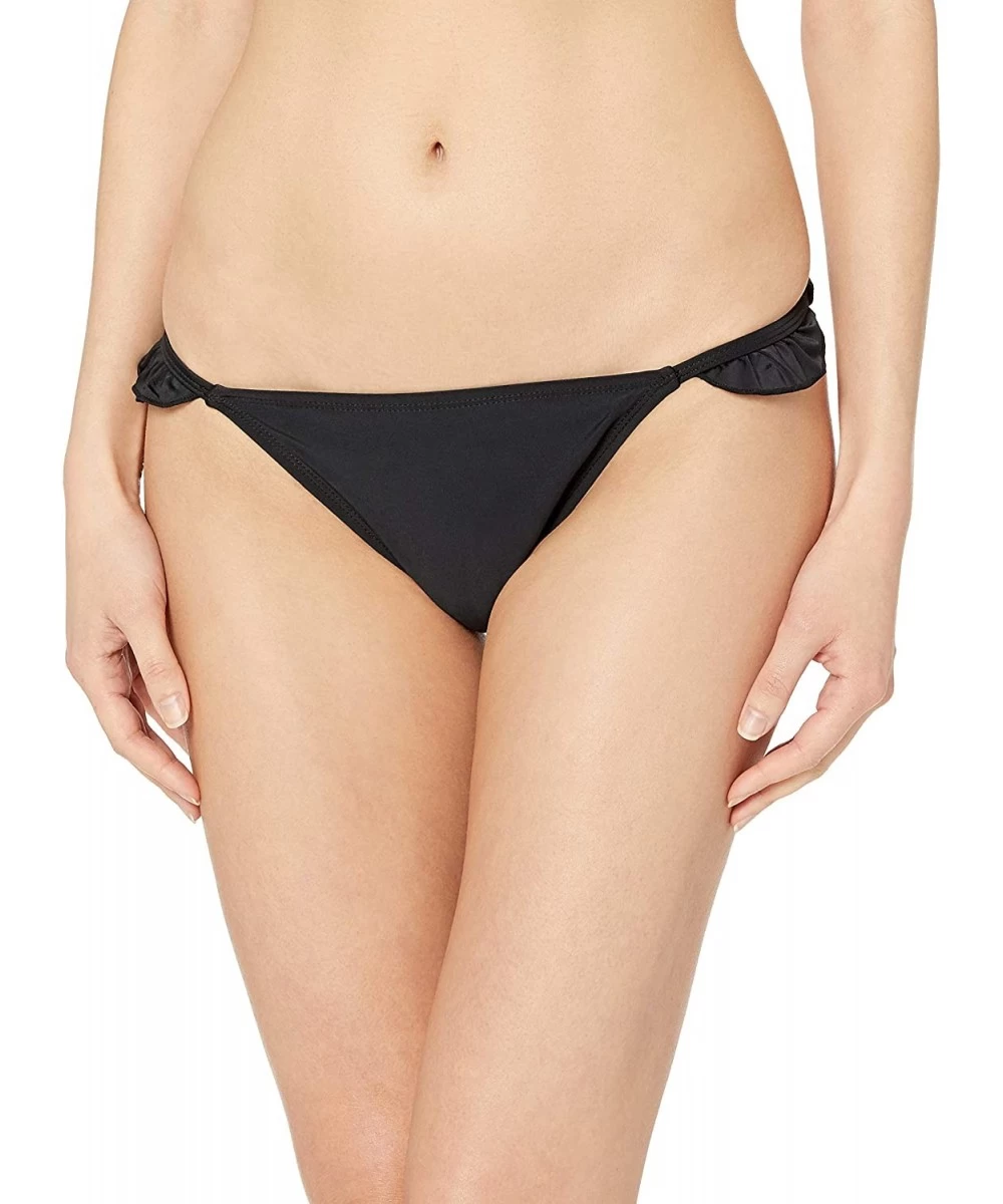 Bottoms Women's Ruffle Bikini Swim Bottom - Black - C018KH67UZR