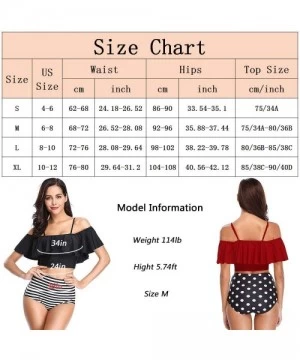 Sets Women Swimsuit for Women 2 Piece Ruffled Flounce V Neck Bathing Suit High Waisted Bikini Set S-XXL - Style 4 Red - CC18S...