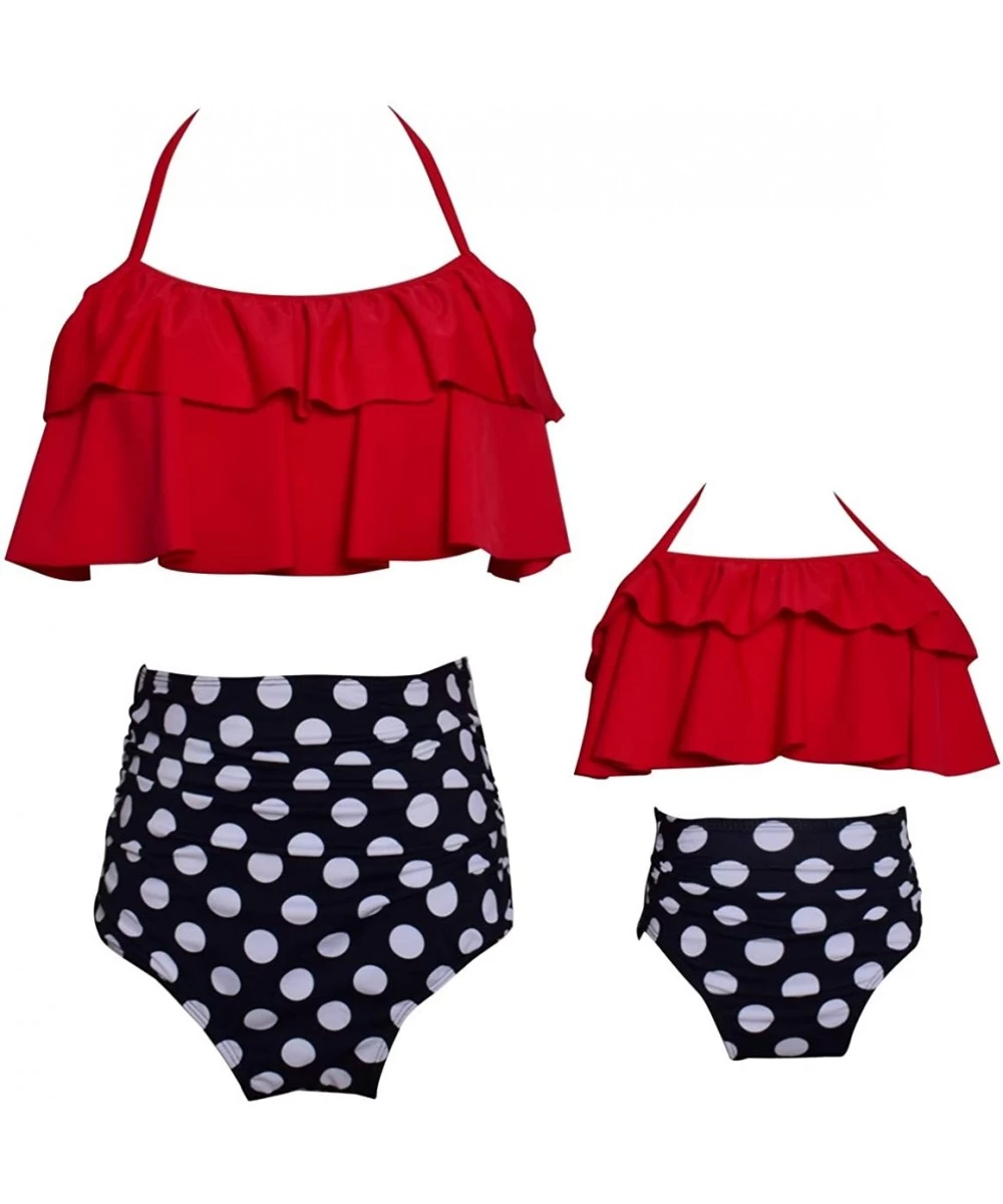 Sets Mommy and Me Matching Family Swimsuit Ruffle Women Swimwear Kids Children Toddler Bikini Bathing Suit Beachwear Sets - R...