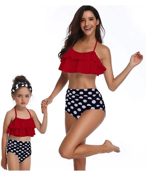 Sets Mommy and Me Matching Family Swimsuit Ruffle Women Swimwear Kids Children Toddler Bikini Bathing Suit Beachwear Sets - R...