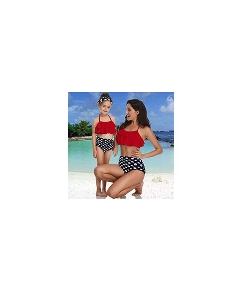 Sets Mommy and Me Matching Family Swimsuit Ruffle Women Swimwear Kids Children Toddler Bikini Bathing Suit Beachwear Sets - R...