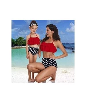 Sets Mommy and Me Matching Family Swimsuit Ruffle Women Swimwear Kids Children Toddler Bikini Bathing Suit Beachwear Sets - R...