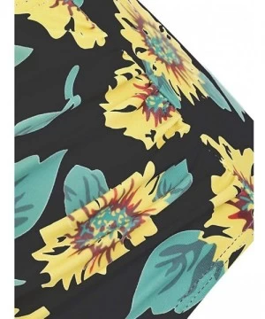 Sets Tankinis for Women Swimsuits Two Piece Plus Size Sexy Backless Halter Floral High Waisted Sunflower Print Swim Suits - D...