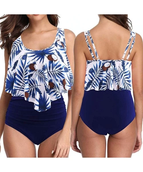 Tankinis Swimsuits for Women-Chaofanjiancai Two Pieces Bathing Suits Top Ruffled Racerback High Waisted Bottom Tankini Set Sw...