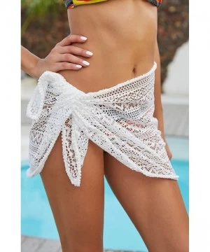 Bottoms Women Crochet Lace Bikini Bottom Swim Skirt Solid Swimsuit Short S-XXL - White-one Size - CT1952LAOH6